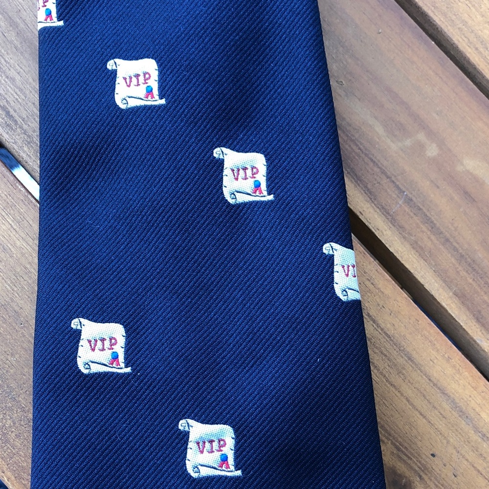 Navy Blue vintage VIP Patterned Men's Tie Circa 1960’s - 1970’s